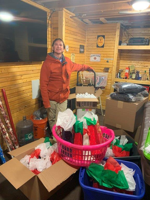 John Sperduti organizing The Giving Tree of Life Foundation Holiday Gift Bags Every December